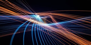 Una visualizzazione astratta che rappresenta le diverse scale temporali dell'apprendimento umano che si intrecciano, con linee simili a onde cerebrali o percorsi neurali che cambiano da brevi impulsi a lunghe curve continue, illuminate da una luce soffusa. Stile fotorealistico, obiettivo prime 35mm, profondità di campo.