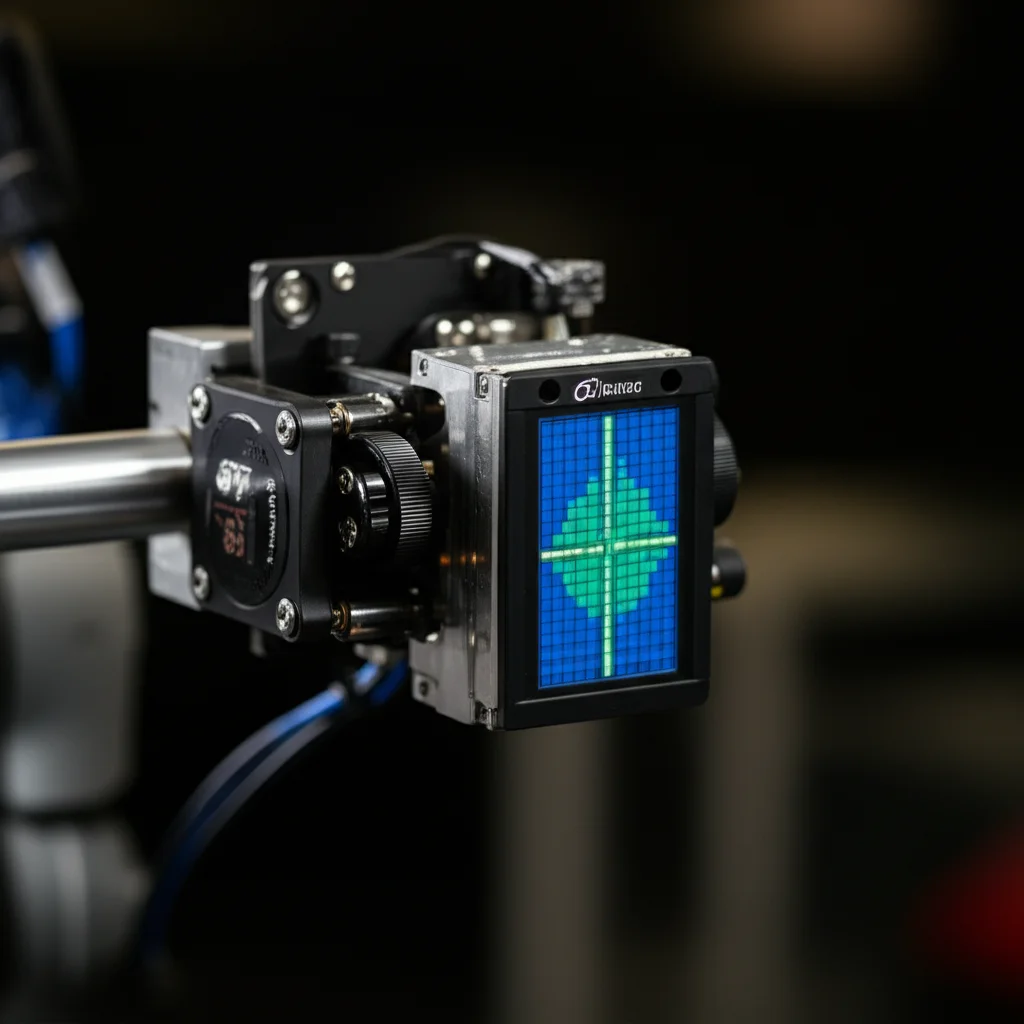 Objects, Macro lens, 60mm, High detail, precise focusing, controlled lighting, Photorealistic image of the fabricated force visualization mechanism mounted on a robotic gripper, showing the visual display.