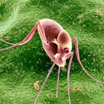 Macro photograph of malaria parasites developing in liver cells, 60mm macro lens, high detail, precise focusing, controlled lighting, symbolizing the target of the new vaccine.