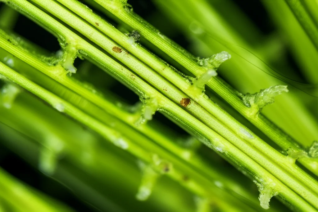 Macro fotografia di una radice di pianta acquatica, 80mm macro lens, che mostra chiaramente la struttura dell'arenchima con spazi aerei ben definiti, illuminazione laterale per evidenziare la tridimensionalità, alta definizione dei tessuti cellulari, goccioline d'acqua sulla superficie della radice.
