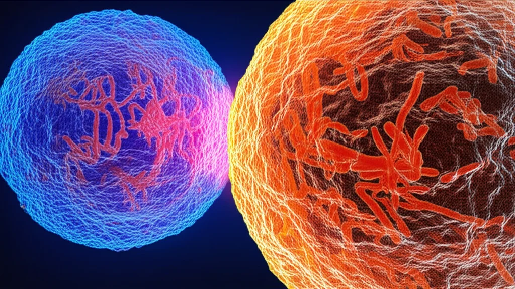 Visualizzazione artistica e scientifica del farmaco paclitaxel (molecole brillanti) che interagisce con i microtubuli (strutture filamentose) all'interno di una cellula di cancro ovarico, con dettagli molecolari visibili, illuminazione drammatica che evidenzia il sito di legame, obiettivo macro 90mm, alta definizione, profondità di campo per mettere a fuoco l'interazione principale, sfondo scuro per risaltare i dettagli.