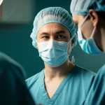 A patient recovering after surgery, 35mm portrait, depth of field, soft lighting.