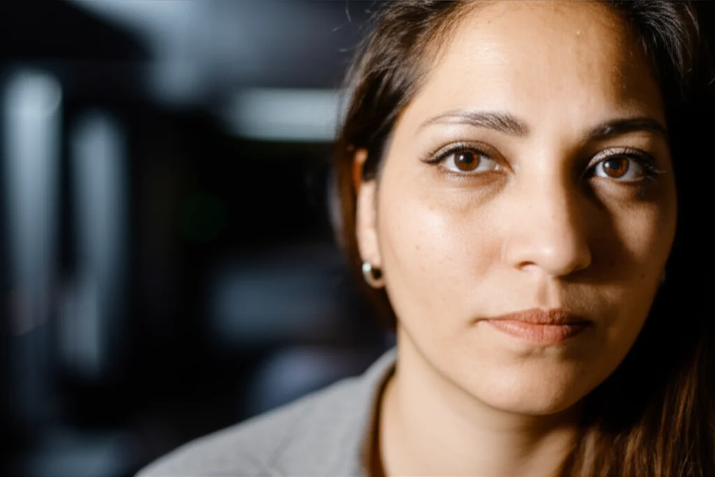 A thoughtful portrait of a person, representing introspection and narrative identity, captured with a 35mm lens, featuring depth of field to isolate the subject.