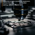 Industrial process monitoring equipment, precise focusing, controlled lighting, 100mm Macro lens