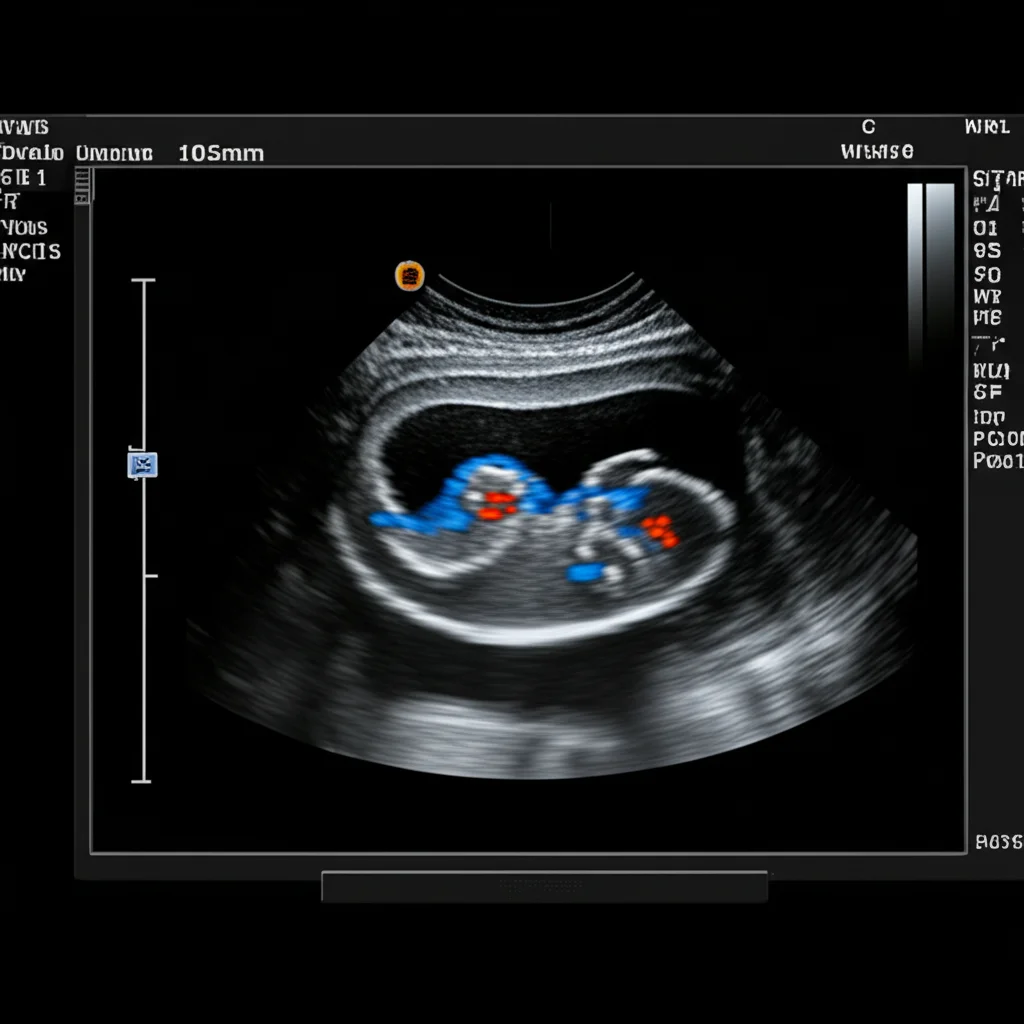 High-resolution ovarian ultrasound image processed by AI for PCOS detection, macro lens, 105mm, high detail, precise focusing, controlled lighting