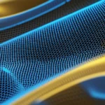 Visualizzazione astratta e artistica di superfici matematiche complesse e interconnesse, che rappresentano lo spazio delle soluzioni di equazioni differenziali frazionarie con l'operatore di Laplace. Colori vibranti e illuminazione drammatica per evocare la profondità e la molteplicità delle soluzioni. Prime lens, 35mm, depth of field, duotone blu e oro.
