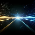 A symbolic image depicting two distinct paths converging briefly before running parallel, set against a backdrop of abstract representations of quantum physics diagrams and philosophical texts, wide-angle lens, 24mm, long exposure, sharp focus.