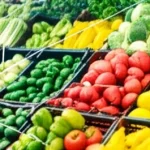 A conceptual image representing the agri-food value chain: a hand planting a seed (macro lens, 60mm, high detail), transitioning to a vibrant market stall with fresh produce (prime lens, 35mm, depth of field), and finally a shared meal at a table (prime lens, 50mm, warm lighting). The elements should flow together, perhaps with subtle connecting lines.
