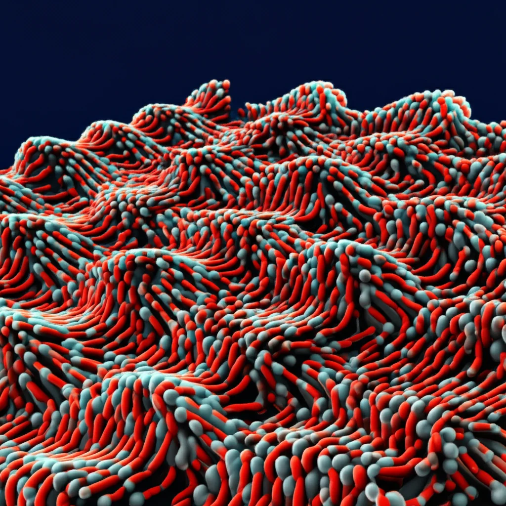 Visualizzazione artistica e fotorealistica di un monostrato Giano multiferroico, con lente macro da 100mm per enfatizzare i dettagli atomici e le texture di spin elicoidali, illuminazione controllata per creare un effetto tridimensionale e high detail.