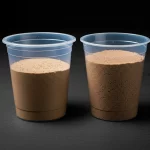 Controlled experiment showing water retention in sandy soil amended with superabsorbent hydrogel, still life, high detail.