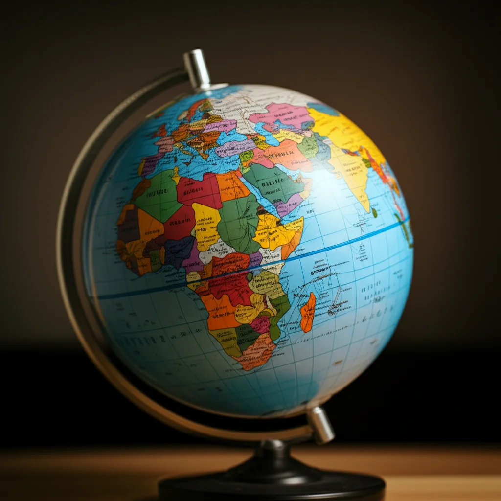 Immagine concettuale che rappresenta l'ottimismo globale. Un globo terrestre stilizzato con alcune aree luminose (simbolo di alto ottimismo, es. Sud America) e altre più scure (es. Giappone, Nord Europa). Intorno al globo, volti diversi per etnia ed età mostrano espressioni varie, dal sorriso speranzoso alla riflessione. Luce calda e diffusa, obiettivo 50mm, profondità di campo media per mantenere a fuoco sia il globo che alcuni volti.