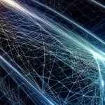 Un'immagine concettuale che mostra uno spettro FTIR colorato che si trasforma in una struttura di rete neurale, simboleggiando l'applicazione dell'intelligenza artificiale all'analisi dei polimeri microbici. Illuminazione high-tech, dettagli nitidi, obiettivo da 35mm per una visione d'insieme.