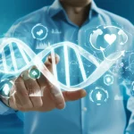 Conceptual image representing male health markers and data analysis, photorealistic, controlled lighting.