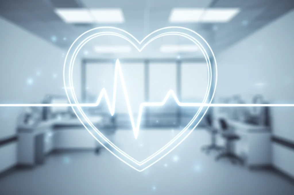 Conceptual image representing pediatric medical research, wide-angle lens, 10mm, sharp focus on a stylized heart with a subtle glowing outline, background depicting a modern, clean research laboratory with soft, diffused lighting, conveying innovation and hope in pediatric cardiology.