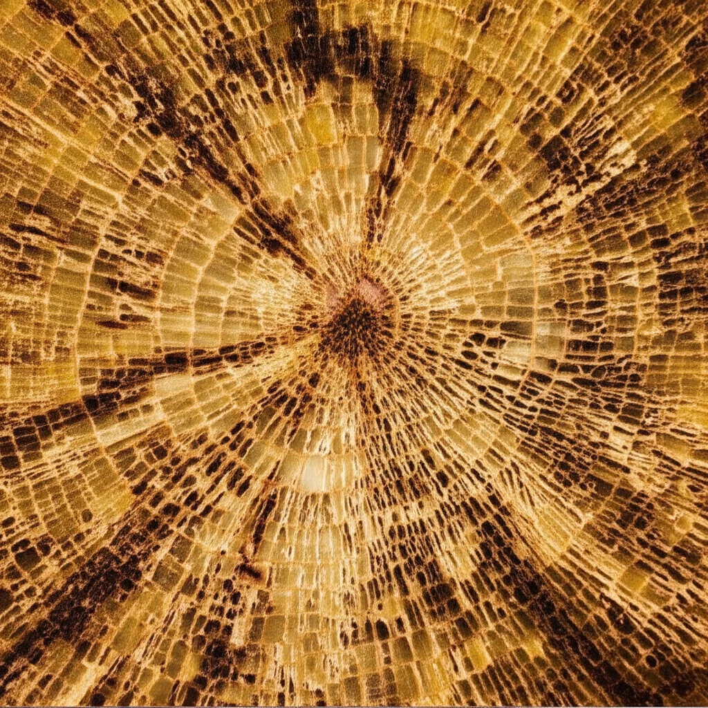 Fotografia macro di alta qualità di una sezione dello stelo di Spatholobus suberectus, obiettivo macro 105mm, illuminazione laterale controllata per enfatizzare la struttura interna e i vasi da cui si estraggono i flavonoidi come la catechina. Dettagli precisi sulla corteccia e sul floema.