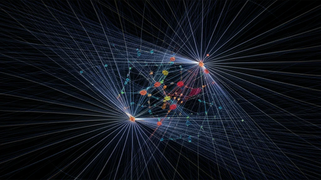 Abstract visualization of finite group structure, showing nested subgroups or connections, high detail, precise focusing.