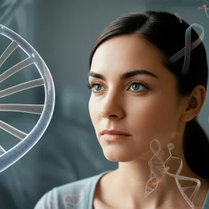 A thoughtful woman, 35mm portrait, depth of field, representing health research and survivorship.