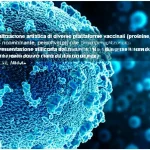 Visualizzazione artistica di diverse piattaforme vaccinali (proteine, DNA, virus ricombinante, pseudovirus) che circondano una rappresentazione stilizzata del virus Bas-Congo, simboleggiando la ricerca di un vaccino efficace. Obiettivo macro, 60mm, alta definizione, illuminazione controllata, colori vivaci su sfondo scuro per enfasi.