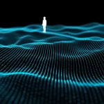 Concetto artistico di un agente di intelligenza artificiale, rappresentato come un esploratore luminoso, che naviga attraverso un paesaggio di dati astratto e complesso, simboleggiando l'esplorazione dello stato in ambienti ad alta dimensionalità. Wide-angle, 15mm, long exposure, smooth clouds of data, sharp focus on the explorer, per trasmettere un senso di avventura e scoperta tecnologica.