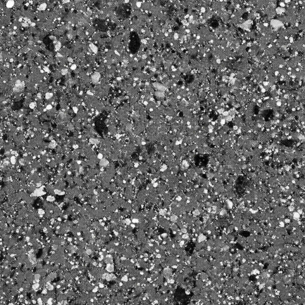 Immagine macro di una sezione trasversale lucidata di un materiale composito grigio scuro derivato da scorie industriali carbonatate, che mostra una struttura densa e compatta con inclusioni cristalline brillanti, illuminazione da studio controllata, obiettivo macro 105mm, alta definizione dei dettagli microstrutturali.