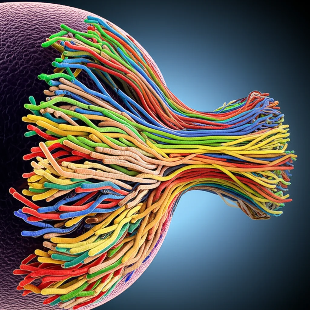 Visualizzazione artistica 3D ad alta risoluzione di cellule della cresta neurale cranica che migrano e si differenziano durante lo sviluppo embrionale del volto, con colori vivaci che indicano diversi lignaggi cellulari, illuminazione drammatica per enfatizzare la profondità e la complessità, obiettivo macro 90mm, high detail.