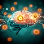 A conceptual image showing a human brain with glowing pathways representing attentional focus being drawn towards a brightly colored, reward-associated symbol amidst duller, neutral symbols. Prime lens, 35mm, depth of field, with a subtle duotone effect (e.g., teal and orange) to highlight the contrast between value-driven and neutral stimuli.