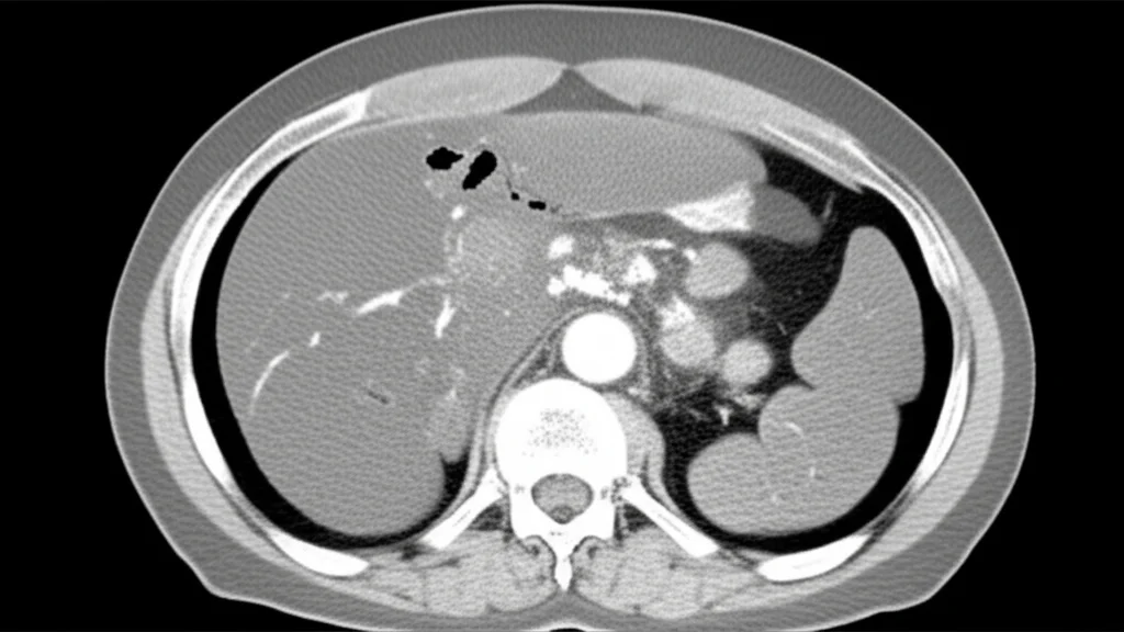 Immagine medica altamente dettagliata di una scansione TAC 3D del fegato che mostra chiaramente un tumore primario, con diverse fasi di contrasto visibili. Illuminazione controllata per evidenziare le texture del tessuto. Obiettivo macro, 100mm, alta definizione, focus preciso sulle aree patologiche, stile fotorealistico.