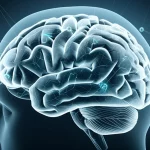 Visualizzazione artistica e fotorealistica di una rete causale complessa che collega diversi fattori di rischio al cervello, simboleggiando l'indagine sulla demenza. Obiettivo grandangolare 24mm, profondità di campo, illuminazione drammatica con toni blu e grigi per un'atmosfera scientifica e investigativa.