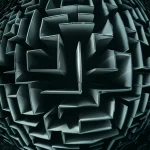 A conceptual, wide-angle shot, 10mm lens, showing a dimly lit, complex labyrinth or maze with no clear exit, viewed from above. Long exposure to create a sense of unease and confusion. Duotone, dark teal and muted grey. This represents the complex and often confusing pathways linking despair to self-destructive behaviors.