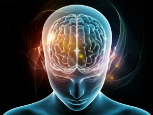 Abstract representation of a healthy brain shielded by a protective barrier, digital art, high detail.