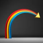 Immagine concettuale che rappresenta il marketing inclusivo che fallisce: una freccia colorata che simboleggia un'iniziativa di marketing inclusiva che, invece di colpire il bersaglio dell'inclusione, si piega all'indietro come un boomerang. Sfondo neutro per enfatizzare il concetto. Prime lens 24mm, profondità di campo, illuminazione drammatica per sottolineare il 'backfire'.