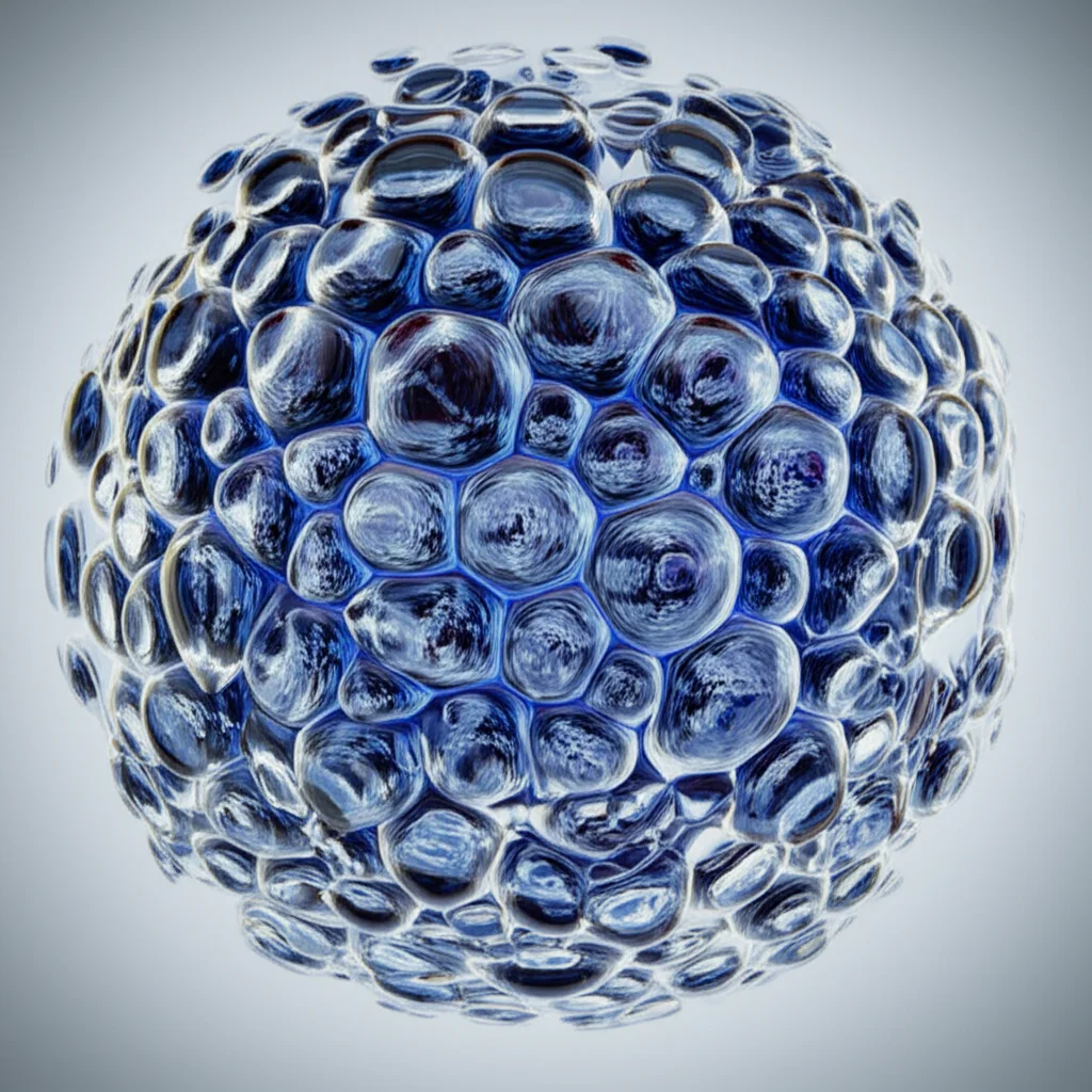 Simulazione 3D LBM che mostra l'ebollizione libera di un fluido dielettrico imperfetto su una superficie riscaldata, macro lens, 80mm, high detail, controlled lighting, visualizzando le bolle che si formano e si staccano rapidamente sotto l'influenza di un campo elettrico.