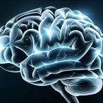 Immagine concettuale del cervello umano con reti neurali illuminate e interconnesse, che simboleggia la ricerca sulla trascrittomica e l'Alzheimer. Obiettivo 35mm, profondità di campo, tonalità blu e grigio duotone per un effetto scientifico e moderno, con alcuni percorsi più brillanti a indicare le scoperte.