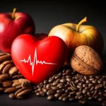 A symbolic image representing heart health improvement, macro lens, 60mm, high detail, controlled lighting.