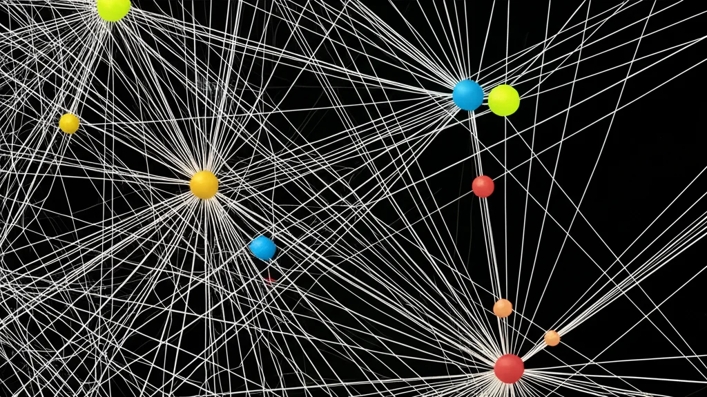 Illustrazione artistica e scientifica di una rete complessa di geni e trascritti, con evidenziate specifiche mutazioni chiave nei tumori neuroendocrini metastatici. Macro lens, 100mm, high detail, illuminazione che enfatizza i nodi della rete, sfondo scuro per far risaltare i dettagli.
