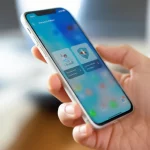 Un genitore utilizza un'applicazione mobile per la salute sul proprio smartphone, con un'interfaccia utente chiara e icone mediche sullo schermo. Lo sfondo è leggermente sfocato per concentrarsi sul telefono e sulla mano. Fotografia di prodotto, obiettivo macro da 60mm, illuminazione controllata per evidenziare i dettagli dell'app.