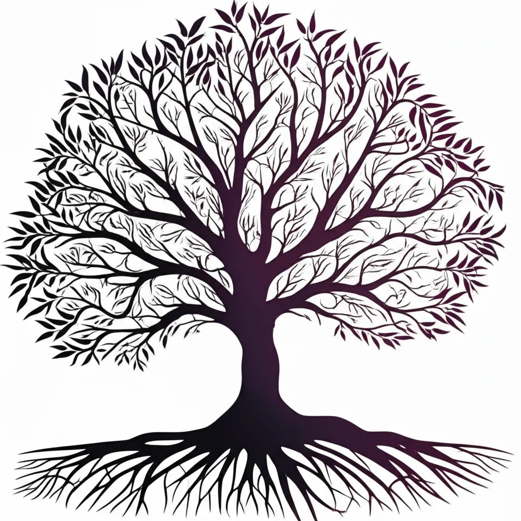 Immagine fotorealistica di un albero stilizzato che rappresenta il dolore pelvico cronico: radici luminose (nocicezione), un tronco robusto con un flusso di linfa visibile (nociplasticità/sensibilizzazione) e una chioma vibrante (fattori psicosociali). Obiettivo prime, 35mm, profondità di campo, duotone (marrone terra e un blu clinico tenue).