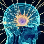Immagine fotorealistica, obiettivo prime 35mm, profondità di campo, che mostra una visualizzazione astratta di una rete neurale luminosa che analizza una scansione MRI del cervello, evidenziando l'area del tumore con connessioni brillanti, simboleggiando la diagnosi assistita dall'IA spiegabile.