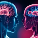 Immagine concettuale di cellule immunitarie stilizzate, come monociti e linfociti T, che interagiscono con neuroni danneggiati tipici del Parkinson. La scena è visualizzata con un obiettivo macro 85mm, utilizzando colori vivaci e contrastanti (es. rosso per l'infiammazione, blu per i neuroni) per simboleggiare l'attivazione immunitaria e la neurodegenerazione, con un'illuminazione drammatica che enfatizza la complessità dell'interazione.