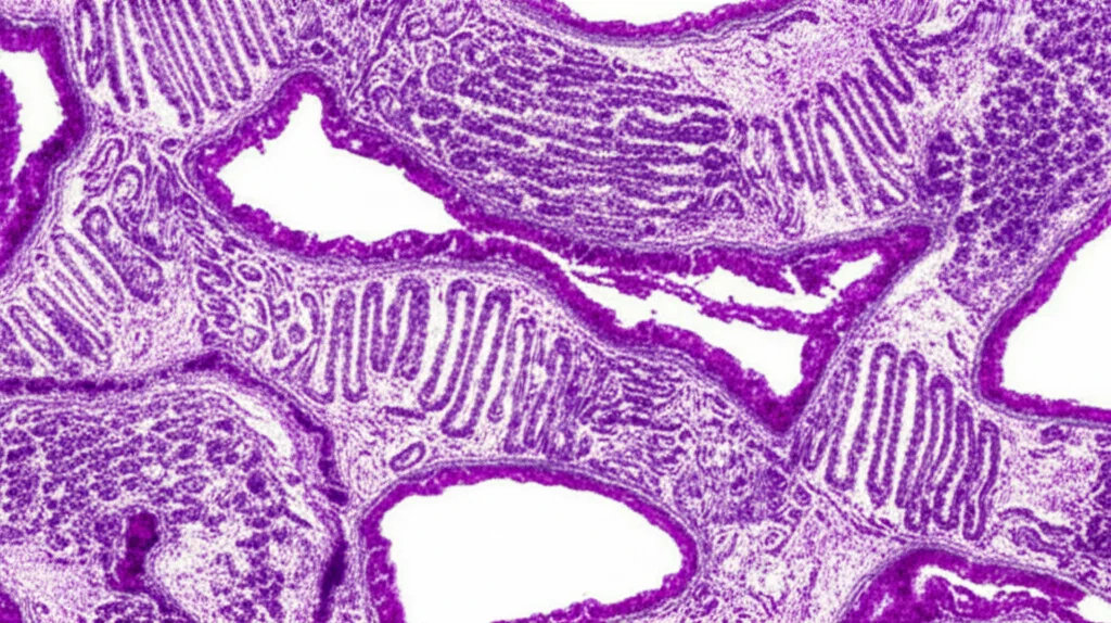 Visualizzazione al microscopio elettronico di mitocondri danneggiati all'interno di una cellula epatica, con dettagli sulle creste alterate e la membrana. Macro lens, 100mm, high detail, precise focusing, controlled lighting.