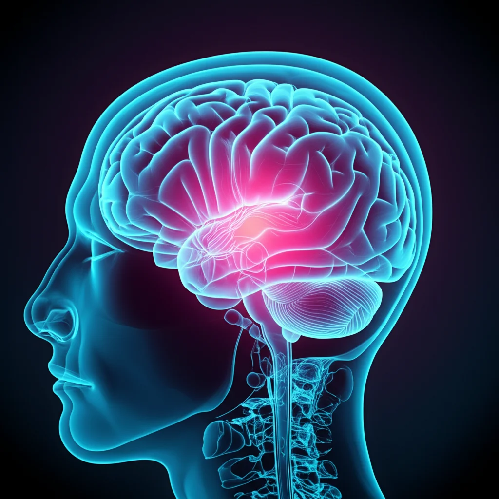 Visualizzazione artistica di una rete neurale astratta che si fonde con una dettagliata immagine MRI di un cervello umano, simboleggiando l'intersezione tra intelligenza artificiale e neuroscienze nella lotta contro il glioma. Lente prime 24mm, effetto duotone ciano e magenta, profondità di campo accentuata per un look cinematografico.