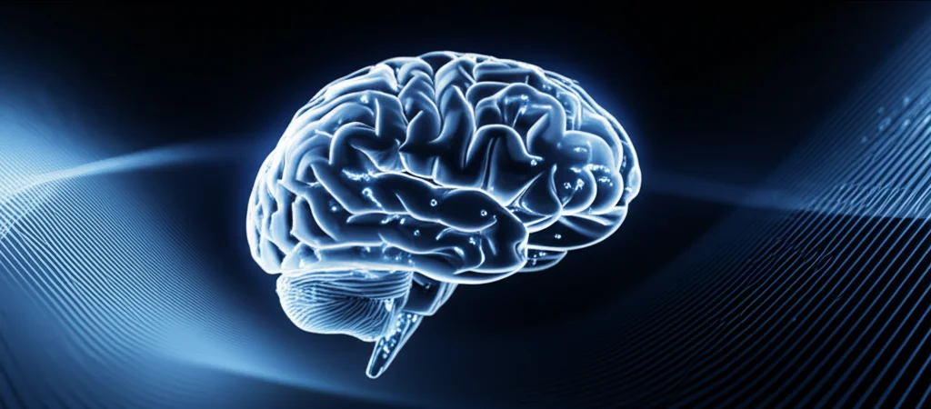 Un cervello stilizzato fatto di circuiti luminosi che si interconnette con forme ondulate e sfumate che rappresentano la logica fuzzy, il tutto su uno sfondo digitale astratto. Macro lens, 80mm, high detail, precise focusing, controlled lighting, duotone blu e argento.