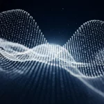 Immagine concettuale astratta che rappresenta la complessità del linguaggio e del pensiero umano. Onde cerebrali stilizzate si intrecciano con frammenti di testo in diverse lingue, fluttuanti su uno sfondo cosmico. Illuminazione drammatica, prime lens 35mm, depth of field, duotone blu profondo e argento.
