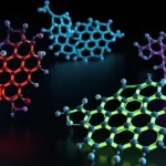 Macro lens, 60mm, high detail, precise focusing image of a collection of colorful, glowing 3D molecular models representing the 2-(Aryl)benzo[d]imidazo[2,1-b]thiazole-7-sulfonamide derivatives, arranged on a dark, reflective surface with artistic, controlled lighting to emphasize their complex structures and potential as antitubercular and antibacterial agents.