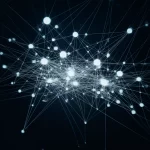 Immagine concettuale di una rete neurale complessa che analizza flussi di dati digitali per identificare minacce APT. Luci brillanti indicano i percorsi dei dati e i nodi di analisi. Obiettivo prime 35mm, profondità di campo, duotone blu e grigio scuro per un'atmosfera tecnologica e di sorveglianza.