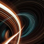 Visualizzazione artistica di un'onda complessa tridimensionale con effetti di ritardo che si evolve verso una forma liscia e definita, rappresentante un attrattore esponenziale. Obiettivo grandangolare 20mm, lunga esposizione per scie luminose, focus nitido sull'attrattore.