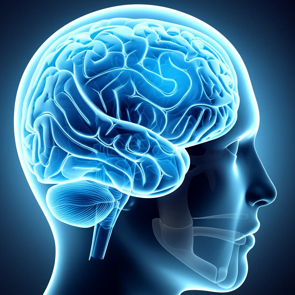 Illustrazione concettuale fotorealistica del cervello umano con aree ippocampali evidenziate in blu brillante, simboleggianti la memoria, sovrapposte a una rappresentazione stilizzata di placche amiloidi ridotte. Effetto profondità di campo, obiettivo prime 35mm, tonalità blu e grigio duotone, illuminazione soffusa.