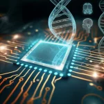 Photorealistic image depicting the intersection of medical data and artificial intelligence, macro lens, 60mm, high detail.
