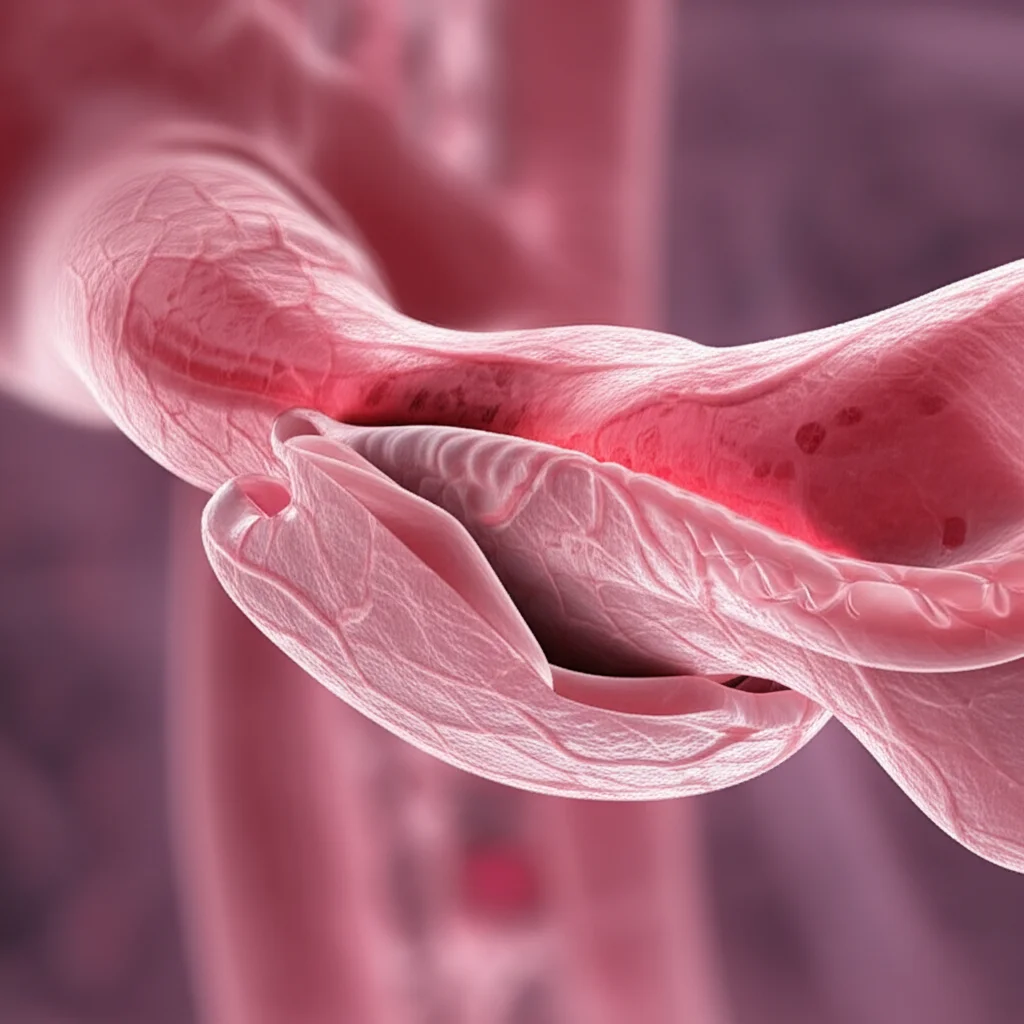 Visualizzazione scientifica astratta dell'indice SIRI con globuli bianchi (neutrofili, linfociti, monociti) e una rappresentazione stilizzata dell'esofago. Macro lens, 100mm, high detail, illuminazione drammatica per evidenziare le cellule e il concetto di infiammazione sistemica.