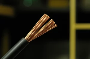 Immagine simbolica del pericolo elettrico: un cavo elettrico scoperto e scintillante in un ambiente industriale poco illuminato. Obiettivo macro 60mm, messa a fuoco precisa sulle scintille, illuminazione controllata per enfatizzare il pericolo, dettagli elevati sul cavo e sull'ambiente circostante.